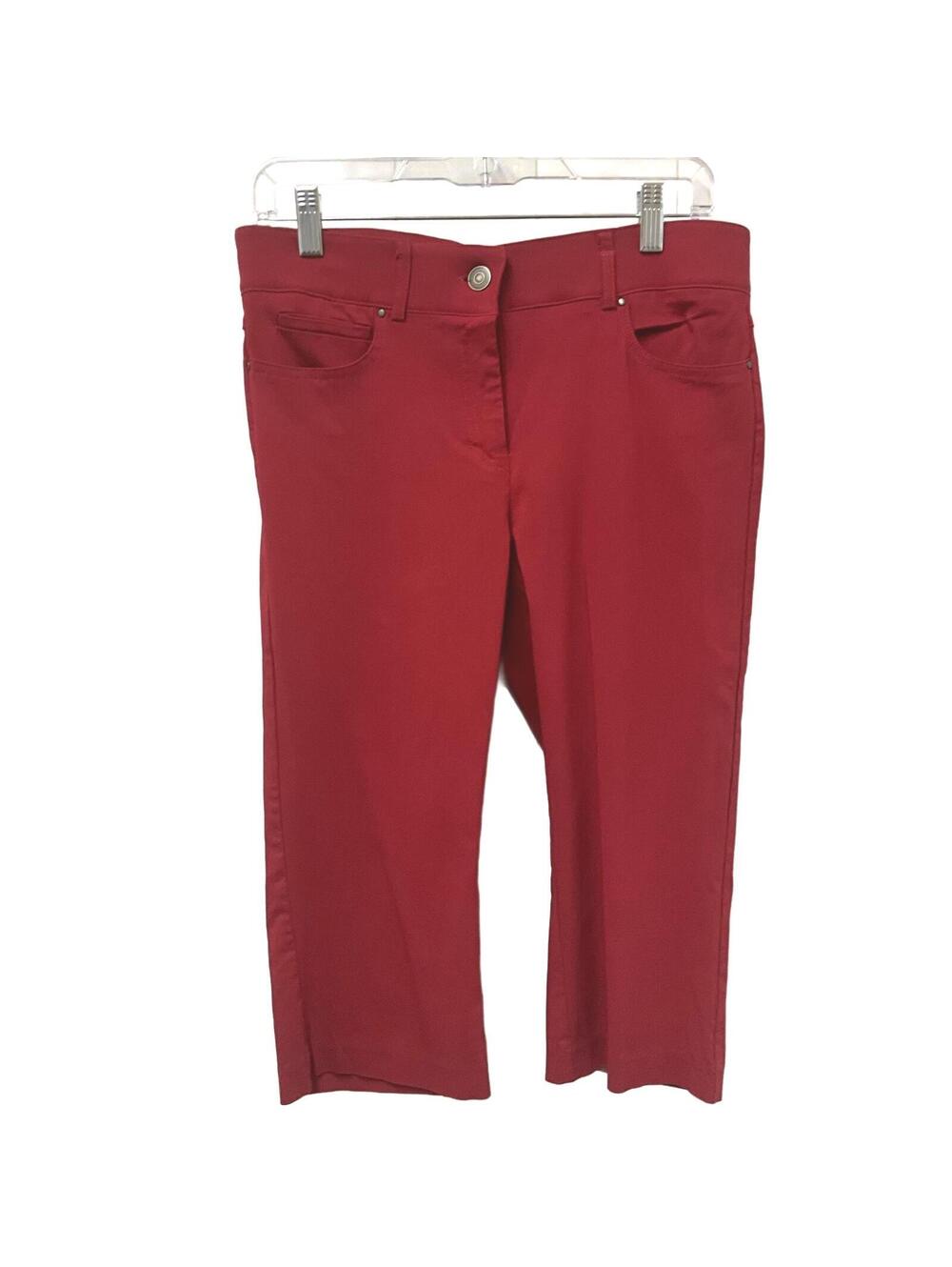 89th and Madison Women's Size 10 Red Cropped Capris Pants Stretch